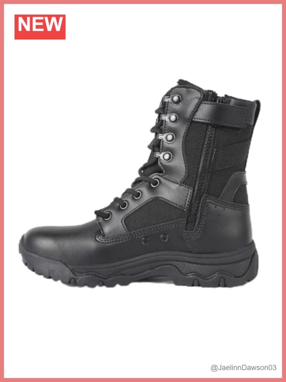 Women's Tactical Combat Boots 8" Shaft YKK Side Zip Lightweight Motorcycle